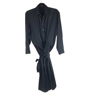 Tome NYC Black Bow Front Shirtdress Long Sleeve Button Front Black Size 2
